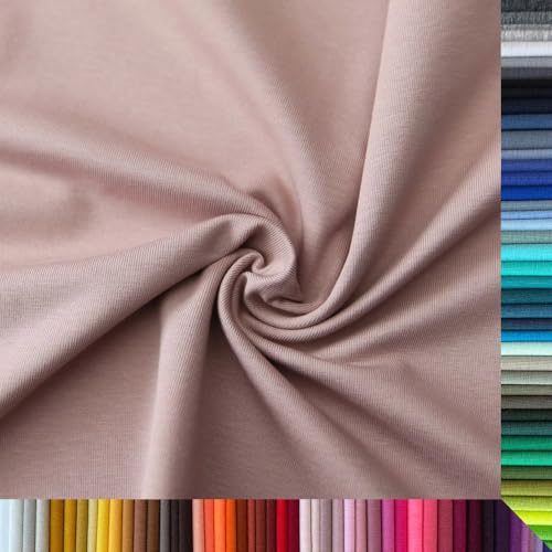Jersey Stoff Uni - Hochwertiger Baumwolljersey - Meterware, 220g/m², Öko-Tex Standard 100 - Jerseystoffe ab 25 cm Länge Farbe Rauchrosa Jersey Stoff Uni - Hochwertiger Baumwolljersey - Meterware, 220g/m², Öko-Tex Standard 100 - Jerseystoffe ab 25 cm Länge Farbe Rauchrosa von Stoffe Kudellino