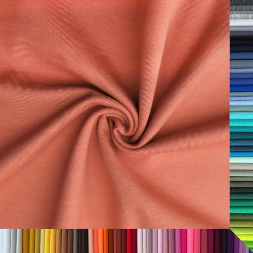 Jersey Stoff Uni - Hochwertiger Baumwolljersey - Meterware, 220g/m², Öko-Tex Standard 100 - Jerseystoffe ab 25 cm Länge Farbe Rost von Stoffe Kudellino