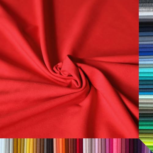 Jersey Stoff Uni - Hochwertiger Baumwolljersey - Meterware, 220g/m², Öko-Tex Standard 100 - Jerseystoffe ab 25 cm Länge Farbe Rot Jersey Stoff Uni - Hochwertiger Baumwolljersey - Meterware, 220g/m², Öko-Tex Standard 100 - Jerseystoffe ab 25 cm Länge Farbe Rot von Stoffe Kudellino