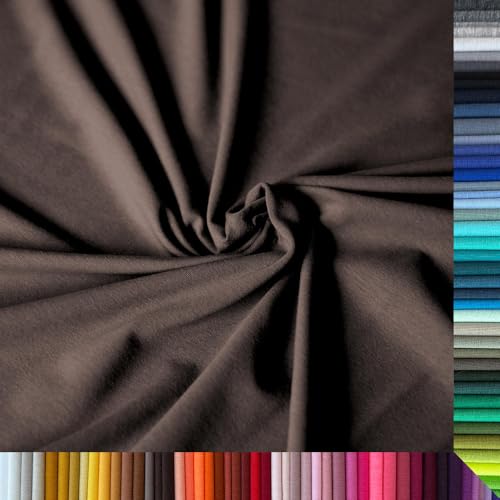 Jersey Stoff Uni - Hochwertiger Baumwolljersey - Meterware, 220g/m², Öko-Tex Standard 100 - Jerseystoffe ab 25 cm Länge Farbe Schokobraun von Stoffe Kudellino