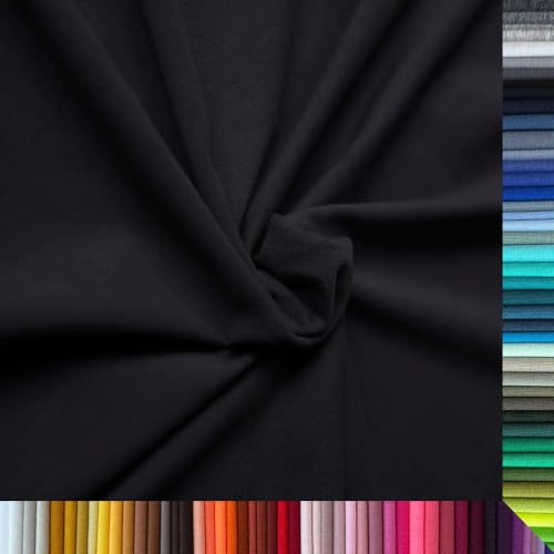 Jersey Stoff Uni - Hochwertiger Baumwolljersey - Meterware, 220g/m², Öko-Tex Standard 100 - Jerseystoffe ab 25 cm Länge Farbe Schwarzblau - Dunkelnavy Jersey Stoff Uni - Hochwertiger Baumwolljersey - Meterware, 220g/m², Öko-Tex Standard 100 - Jerseystoffe ab 25 cm Länge Farbe Schwarzblau - Dunkelnavy von Stoffe Kudellino
