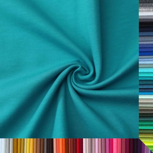 Jersey Stoff Uni - Hochwertiger Baumwolljersey - Meterware, 220g/m², Öko-Tex Standard 100 - Jerseystoffe ab 25 cm Länge Farbe Seegrün Jersey Stoff Uni - Hochwertiger Baumwolljersey - Meterware, 220g/m², Öko-Tex Standard 100 - Jerseystoffe ab 25 cm Länge Farbe Seegrün von Stoffe Kudellino