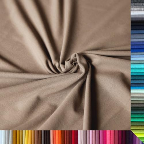 Jersey Stoff Uni - Hochwertiger Baumwolljersey - Meterware, 220g/m², Öko-Tex Standard 100 - Jerseystoffe ab 25 cm Länge Farbe Taupe von Stoffe Kudellino