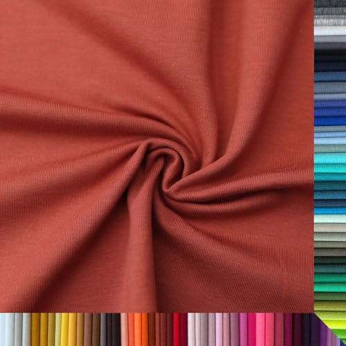 Jersey Stoff Uni - Hochwertiger Baumwolljersey - Meterware, 220g/m², Öko-Tex Standard 100 - Jerseystoffe ab 25 cm Länge Farbe Terracotta Dunkel Jersey Stoff Uni - Hochwertiger Baumwolljersey - Meterware, 220g/m², Öko-Tex Standard 100 - Jerseystoffe ab 25 cm Länge Farbe Terracotta Dunkel von Stoffe Kudellino