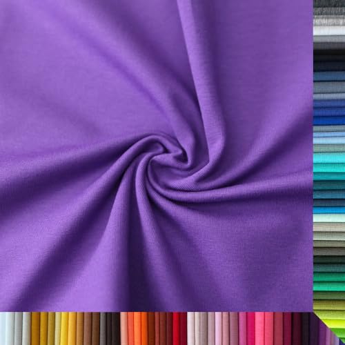 Jersey Stoff Uni - Hochwertiger Baumwolljersey - Meterware, 220g/m², Öko-Tex Standard 100 - Jerseystoffe ab 25 cm Länge Farbe Violett von Stoffe Kudellino