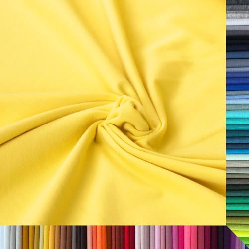 Jersey Stoff Uni - Hochwertiger Baumwolljersey - Meterware, 220g/m², Öko-Tex Standard 100 - Jerseystoffe ab 25 cm Länge Farbe Zitronengelb von Stoffe Kudellino