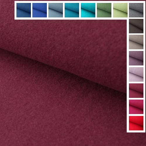 Premium Walkloden Walkstoff Kochwolle - 100% Wolle, Stoffe, Trachtenstoff, Meterware ab 25 cm Länge - Farbe Bordeaux - Weinrot von Stoffe Kudellino