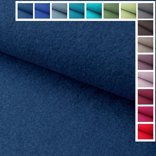 Premium Walkloden Walkstoff Kochwolle - 100% Wolle, Stoffe, Trachtenstoff, Meterware ab 25 cm Länge - Farbe Jeans Dunkel von Stoffe Kudellino