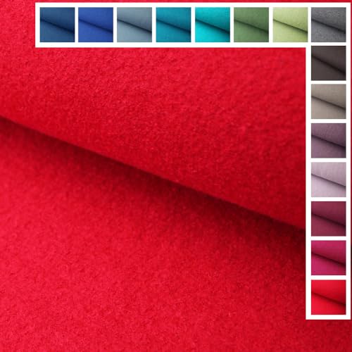 Walkloden Walkstoff Kochwolle - 100% Wolle, 0,25 m, Stoffe, Trachtenstoff, Meterware Farbe Rot von Stoffe Kudellino
