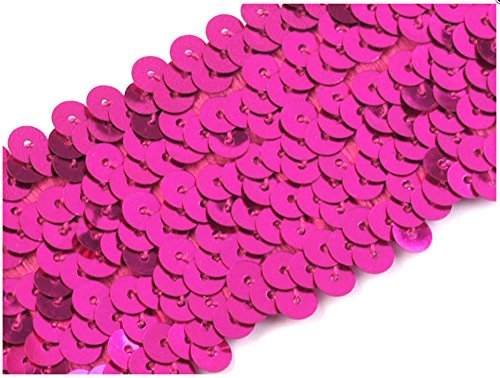 Stretch-Pailletten, Paillettenband, Paillettenborte elastisch, in schwarz, rot, gold oder silber erhältlich, Breite 45mm, VE: 1m (pink) von Stoffe-Online-Shop