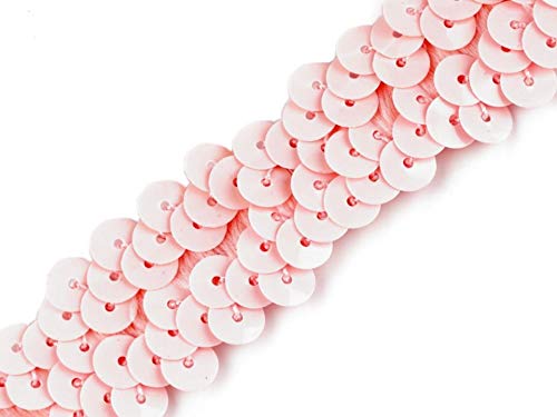 Stretch-Pailletten, Paillettenband, Paillettenborte elastisch, in silber, rot, gold, schwarz, grün, pink, rosa und altrosa erhältlich, Breite 20mm, VE: 1,5m (altrosa) von Stoffe-Online-Shop