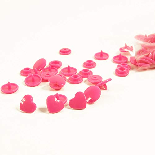 Druckknöpfe Snaps Herzen pink glänzend Glossy für 25 Stück von Stoffe Werning