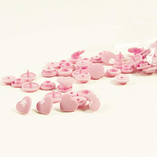 Druckknöpfe Snaps Herzen rosa glänzend glossy für 25 Stück von Stoffe Werning