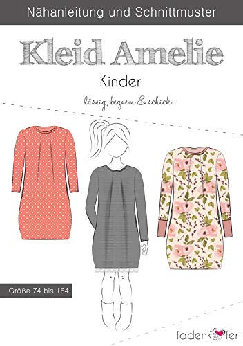 Schnittmuster Fadenkäfer Kleid Amelie Kinder Gr. 74-164 Papierschnittmuster von Stoffe Werning