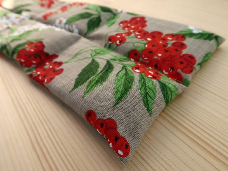 Wärmekissen, 1000 G, 8 Kammer, Ca.60x18cm, Bio, Dinkelkissen, Rücken Körnerkissen, Nackenkissen, Rote Beeren, Vogelbeere, Ostergeschenke von StoffherzleShop