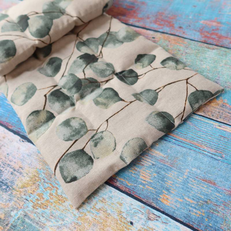 xxl Körnerkissen, 1400G, Extra Lang, 75x23cm Groß, 18-Kammer, Dinkelkissen, Wärmekissen, Rücken Körnerkissen, Eukalyptus Muster, Ostergeschenke von StoffherzleShop
