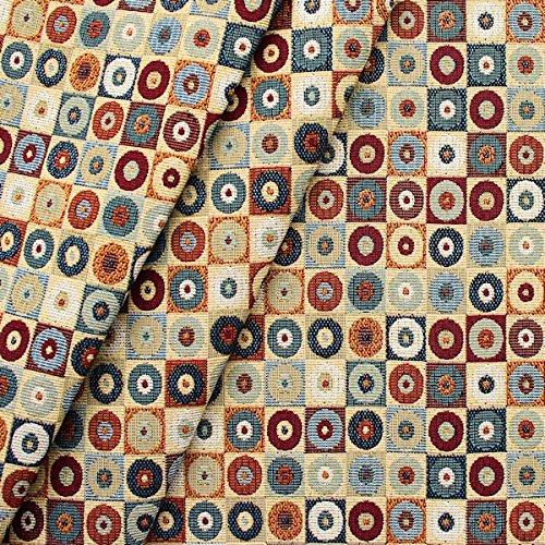 Gobelin Möbelstoff Dekostoff Kreis-Quadrat Meterware Multicolor von Stoffkontor
