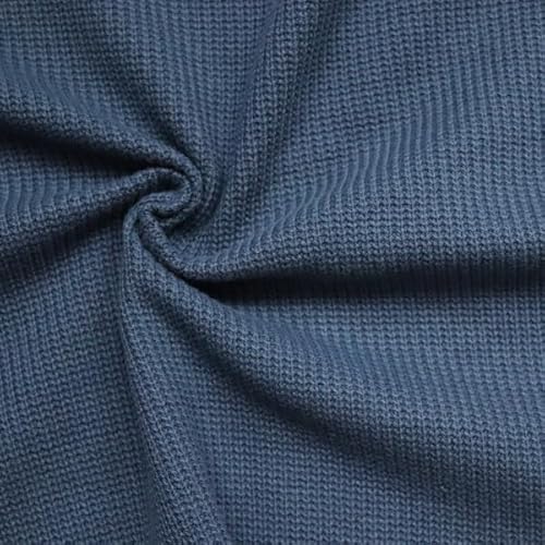 STOFFKONTOR Baumwoll Strickstoff Stoff - Meterware, Farbe Jeans-Blau - Öko-Tex Standard 100 - zum Nähen von Pullis, Kleidern uvm. von Stoffkontor