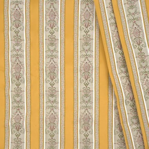 STOFFKONTOR Jacquard Dekostoff Meterware zum Nähen, Farbe Gold-Gelb - 140 cm Breit, 50% Baumwolle, 50% Polyester, Eleganter Stoff mit Biedermeier Streifen 310g / Lfm von Vorhängen, Dekorationen uvm. von Stoffkontor