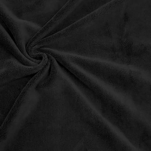 STOFFKONTOR Wellness Fleece Stoff Meterware, Kuschelig weicher Fleecestoff zum Nähen - Schwarz von Stoffkontor