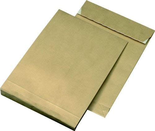 100 x braune Faltentaschen DIN B4 250× 353 mm 130g Versandtaschen selbstklebend ohne Fenster - Versandtaschen B4 mit 4 cm Bodenfalte - Versandtüten Brief-Kuverts große Umschlagtaschen (100) von Stofftreff Santi