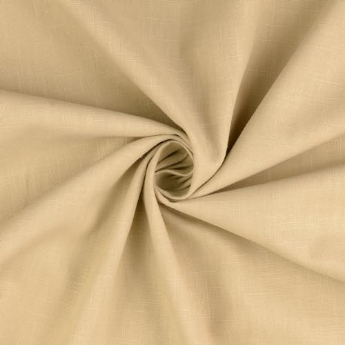 Baumwoll-Leinen SILVIO gewaschen 75% Leinen Öko-Tex Standard 100 Klasse 1 Qualität 50cm - Breite ca. 140cm Hosenstoff Bekleidungsstoff Meterware (Beige) von Stofftreff Santi