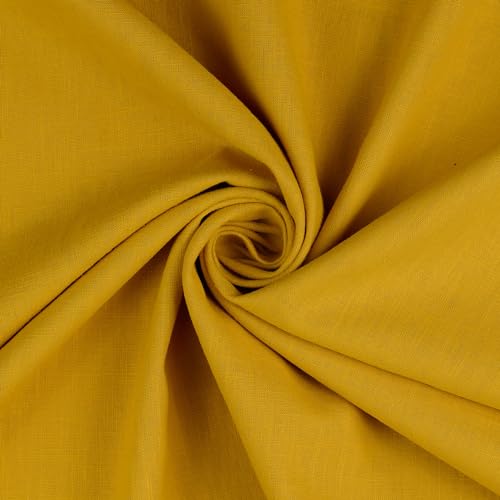 Baumwoll-Leinen SILVIO gewaschen 75% Leinen Öko-Tex Standard 100 Klasse 1 Qualität 50cm - Breite ca. 140cm Hosenstoff Bekleidungsstoff Meterware (Dunkelgelb) von Stofftreff Santi