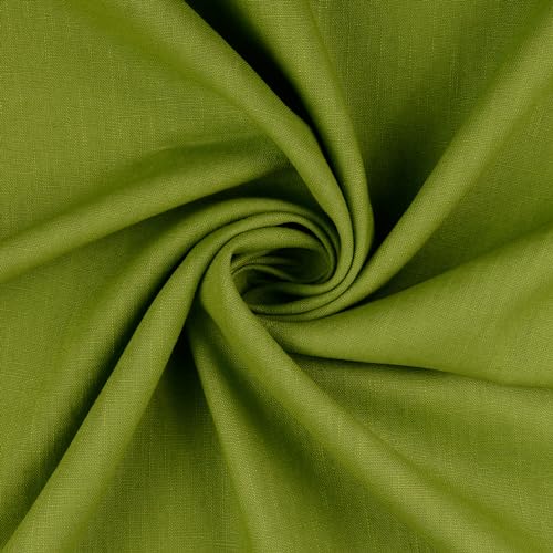Baumwoll-Leinen SILVIO gewaschen 75% Leinen Öko-Tex Standard 100 Klasse 1 Qualität 50cm - Breite ca. 140cm Hosenstoff Bekleidungsstoff Meterware (Grasgrün) von Stofftreff Santi