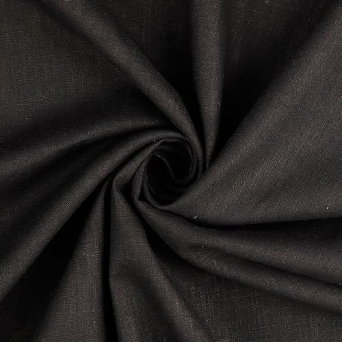 Baumwoll-Leinen SILVIO gewaschen 75% Leinen Öko-Tex Standard 100 Klasse 1 Qualität 50cm - Breite ca. 140cm Hosenstoff Bekleidungsstoff Meterware (Schwarz) von Stofftreff Santi