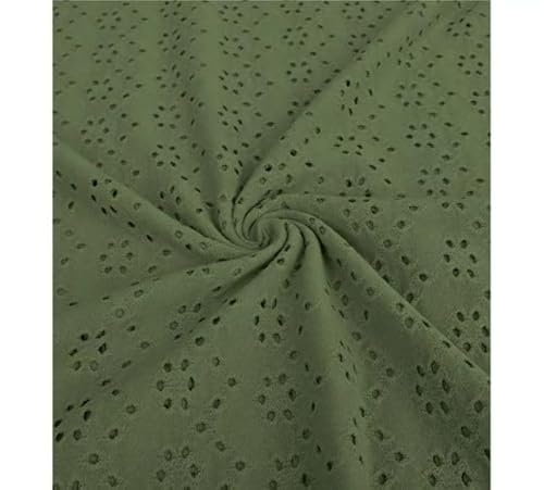 Brodery Jersey mit Löchern AURELIA - 50 cm- Schritte - Stretchjersey - Lochstickerei - 80% Baumwolle - atmungsaktiv - ÖKO-TEX Standard 100 (Army) von Stofftreff Santi