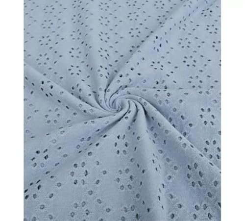 Brodery Jersey mit Löchern AURELIA - 50 cm- Schritte - Stretchjersey - Lochstickerei - 80% Baumwolle - atmungsaktiv - ÖKO-TEX Standard 100 (Hellblau) von Stofftreff Santi