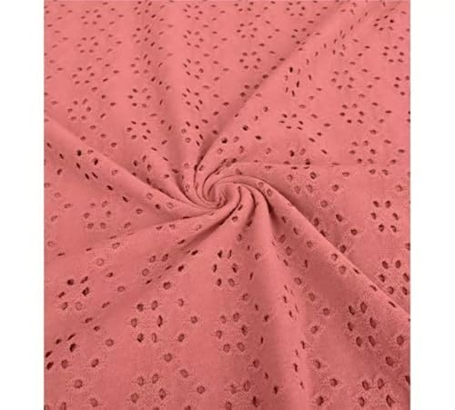 Brodery Jersey mit Löchern AURELIA - 50 cm- Schritte - Stretchjersey - Lochstickerei - 80% Baumwolle - atmungsaktiv - ÖKO-TEX Standard 100 (Korall) von Stofftreff Santi