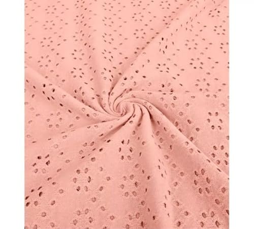 Brodery Jersey mit Löchern AURELIA - 50 cm- Schritte - Stretchjersey - Lochstickerei - 80% Baumwolle - atmungsaktiv - ÖKO-TEX Standard 100 (Rose) von Stofftreff Santi