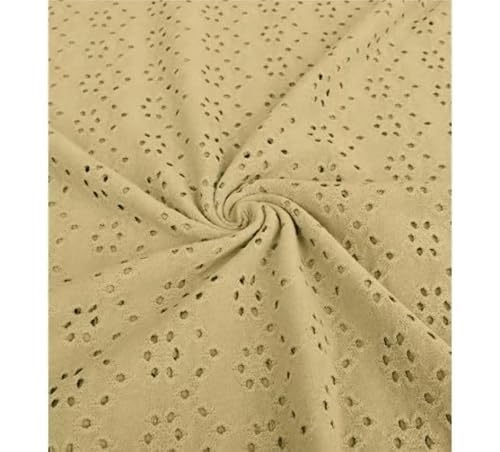 Brodery Jersey mit Löchern AURELIA - 50 cm- Schritte - Stretchjersey - Lochstickerei - 80% Baumwolle - atmungsaktiv - ÖKO-TEX Standard 100 (Schilfgrün) von Stofftreff Santi
