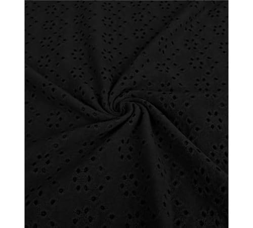 Brodery Jersey mit Löchern AURELIA - 50 cm- Schritte - Stretchjersey - Lochstickerei - 80% Baumwolle - atmungsaktiv - ÖKO-TEX Standard 100 (Schwarz) von Stofftreff Santi