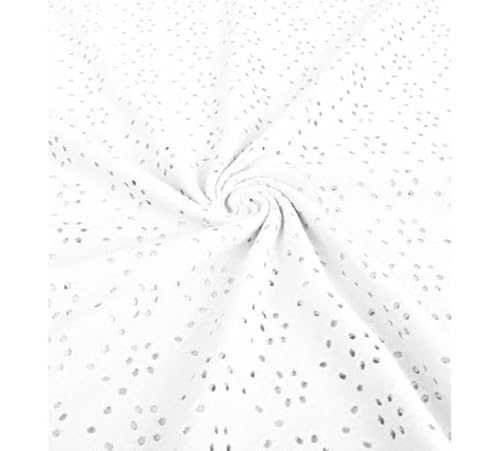 Brodery Jersey mit Löchern AURELIA - 50 cm- Schritte - Stretchjersey - Lochstickerei - 80% Baumwolle - atmungsaktiv - ÖKO-TEX Standard 100 (Weiß) von Stofftreff Santi