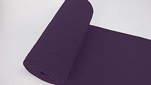 Bündchenstoff, LUC, Strickschlauch, glatt/fein, 35cm Schlauch, in 100 cm Schritten, Meterware Schlauchware,Uni (Dunkles Lila-45) von Stofftreff Santi