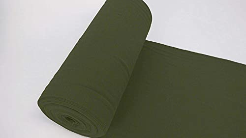 Bündchenstoff-LUC von Stofftreff Santi®-35-er Schlauchware-Polster-Bezugs- & Kleiderstoff-25 cm Schritte-Meterware-122 Farben UNI-dehnbarer, elastischer Bündchenstoff (Army-28-LUC) von Stofftreff Santi