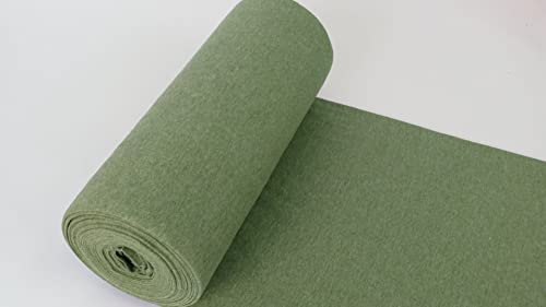 Bündchenstoff-LUC von Stofftreff Santi®-35-er Schlauchware-Polster-Bezugs- & Kleiderstoff-25 cm Schritte-Meterware-122 Farben UNI-dehnbarer, elastischer Bündchenstoff (Grün melange-226-LUC) von Stofftreff Santi