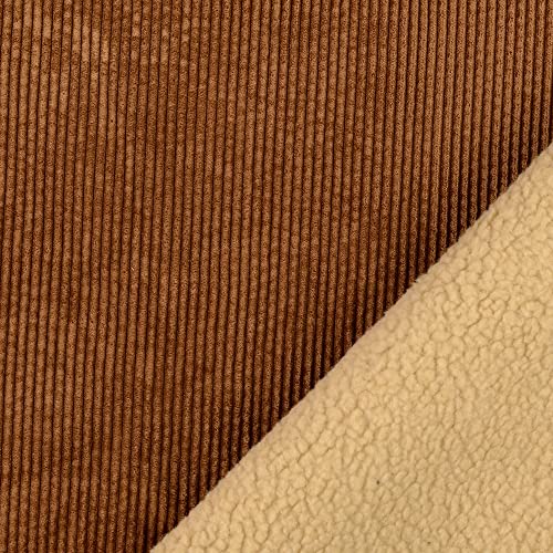 Cord-TEDDY-2 Farben-Jacken- und Mantelstoff, Arbeitswesten, Winterstoff-155 cm Breite-50 cm Schritte-Meterware-555 g/qm-Fellinnenseite-90 Prozent Polyester-10 Prozent Polyamid (Braun-5007) von Stofftreff Santi