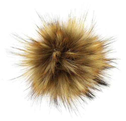 Fell Pompom mit Druckknopf 12-14cm - Fellbommel Bommel Mützenbommel (Fuchs) von Stofftreff Santi