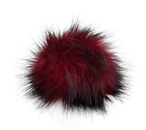 Fell Pompom mit Druckknopf 12-14cm - Fellbommel Bommel Mützenbommel (Rot) von Stofftreff Santi