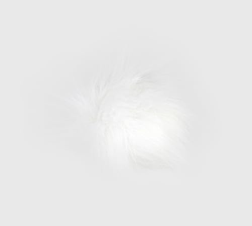 Fell Pompom mit Druckknopf 12-14cm - Fellbommel Bommel Mützenbommel (Schnee) von Stofftreff Santi
