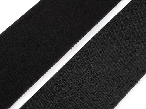 Klettband 100 mm Breit Selbstklebend Schwarz 1 Meter - Meterware Set Haken und Schlaufen/Flausch Klettverschluss (Plüsch) von Stofftreff Santi