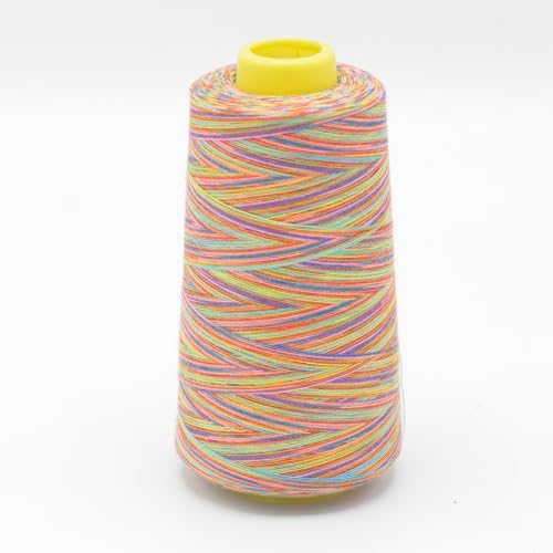 Overlockgarn Multicolor 2700m 100% Polyester Regenbogenfarben Nähgarn Allesnäher (107) von Stofftreff Santi