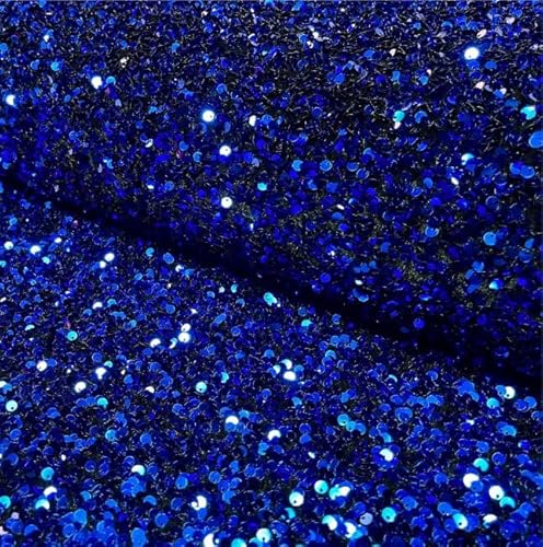 Pailettenstoff LIA mit Samt Rücken 0,5m - Öko-Tex Standard 100 Kl.2 Bekleidungsstoff Meterware Faschingsstoff Kostümstoffe (Royalblau) von Stofftreff Santi
