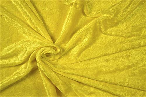 Pannesamt Stoff Meterware für Deko, Basteln und Bekleidung, 0,5 Meter - 147 cm Breit - Samt ähnliche Oberfläche Stoffe (Gelb) von Stofftreff Santi