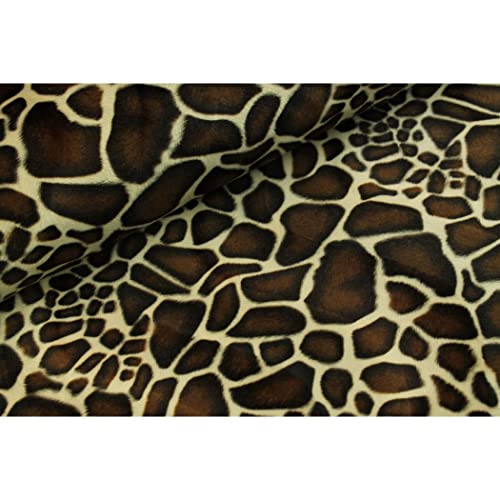 Sanftes Fellimitat, Kuh, Zepra, Tiger, Gazelle, Giraffe, Jaguar, Fantasifell-ca. 155 cm breit-50cm Schritte-Meterware-8 verschiedene Tiermotive (Giraffe klein-1) von Stofftreff Santi