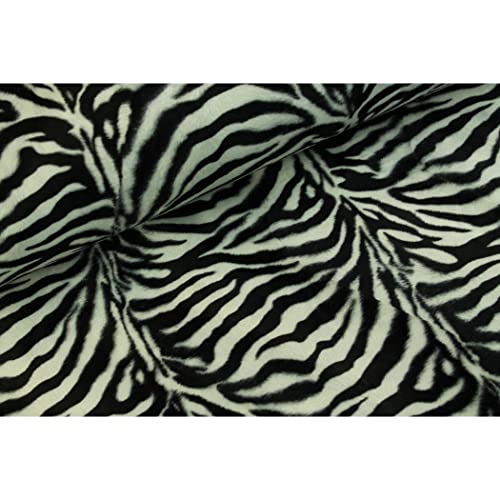 Sanftes Fellimitat, Kuh, Zepra, Tiger, Gazelle, Giraffe, Jaguar, Fantasifell-ca. 155 cm breit-50cm Schritte-Meterware-8 verschiedene Tiermotive (Zebra klein-3) von Stofftreff Santi