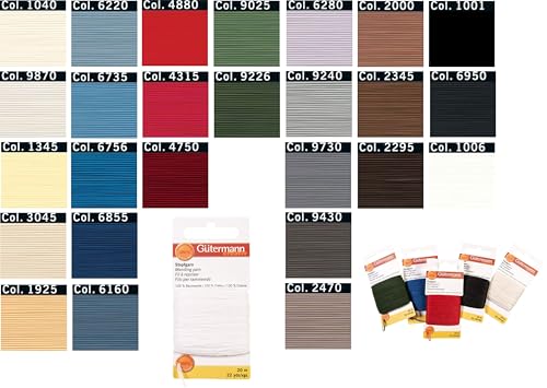 Stopfgarn SET Gütermann 26 Farben je 20m 100% Baumwolle 4-fach Beilaufgarn von Stofftreff Santi